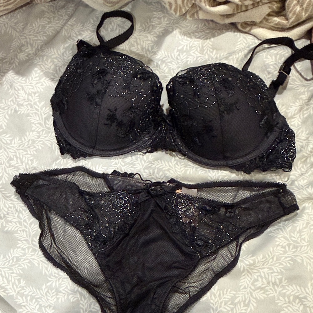 Victoria’s Secret  Black Lace Bra and Panty Set